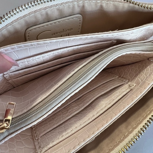 Caroline Hill '' Crossbody Wristlet Bag Vegan PU Non-Leather Beige - Picture 5 of 9